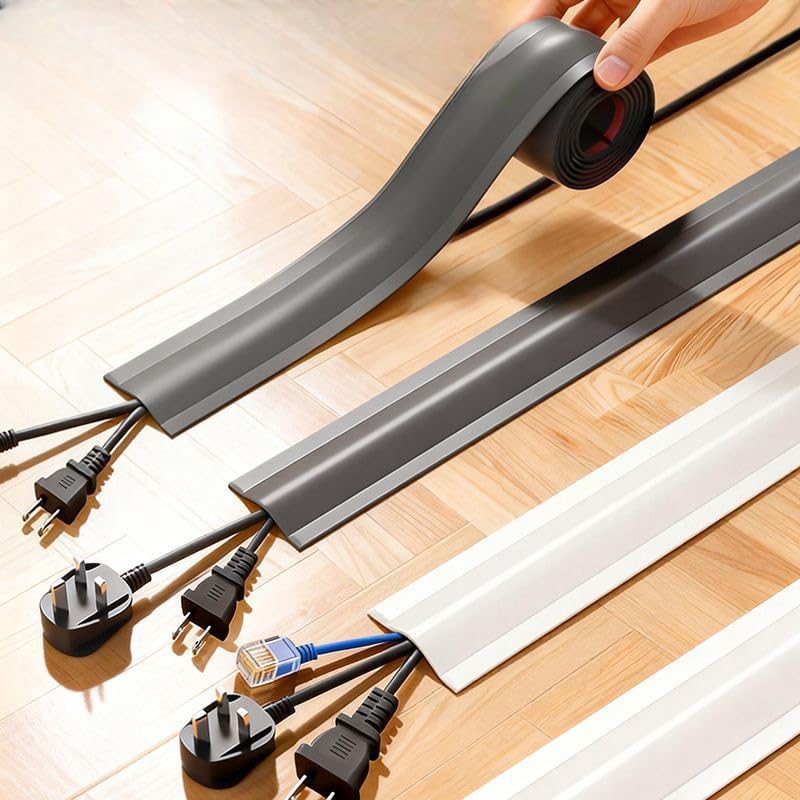 Flexible PVC Floor Cord Cover 3.8x100cm Cable Protector Indoor Extension Cord Hider for Safe Cable Management System Durable