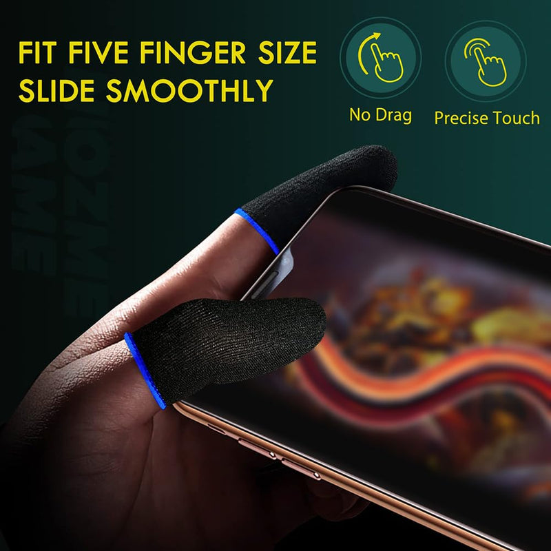 PUBG Trigger 4 Finger Mobile Gaming Controller with 20 Finger Sleeves & Storage Case PUBG Mobile Controller Aim & Fire Shooter Buttons for iPhone & Android PUBG Accessories for COD Mobile (1Pair X8+20Pcs Finger sleeve+Storage bag)