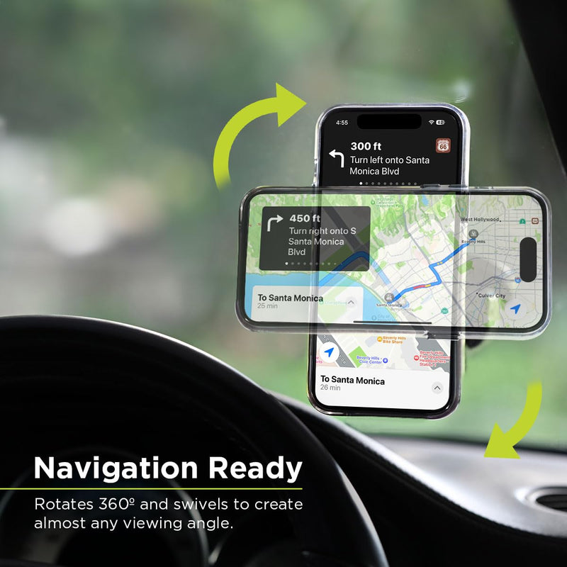 PureGear MagSafe Compatible Qi-Certified Fast Magnetic Wireless Round Car Charger for iPhone 17, Air,16,15, 15 Pro, 14, 14 Pro Max, 13, 12, Qualcomm Car Charger, Charging Cable, AirVentClip+Dash Mount