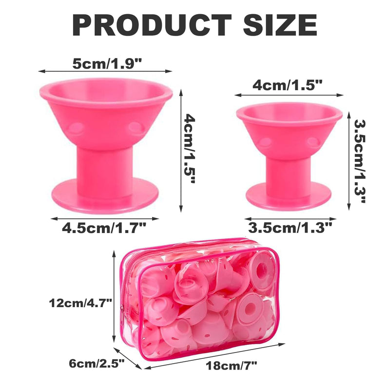 40 Pack Silicone Hair Curlers, Heat-Free Hair Rollers in 2 Sizes, Overnight Magic Curlers for Natural Waves, Soft and Safe for Hair, for Women, Girls, with Hair Net