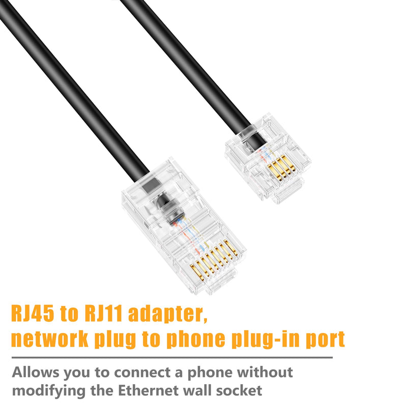 Uvital Phone Jack to Ethernet Adapter, RJ11 to RJ45 Adapter, RJ45 Female to RJ11 Male for Landline Telephone, with RJ45 to RJ11 Cable (RJ45 Coupler White + RJ45 to RJ11 Cable Black) White RJ45 Coupler + Black RJ45 to RJ11 Cable