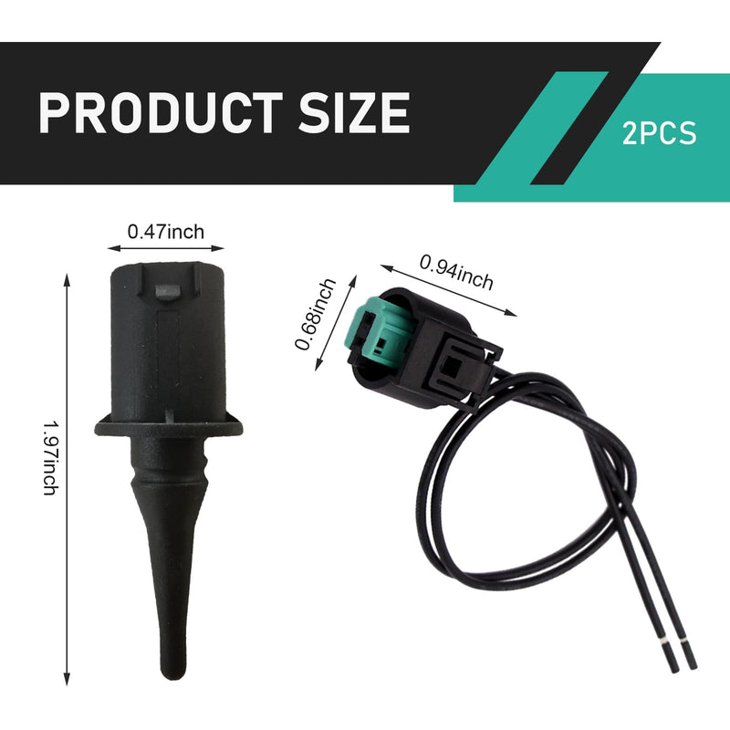 2 PCS Outside Ambient Air Temperature Sensor and Plug Kit,Import Direct Ambient Temp Sensor Connector, OEM #0075421318 0005428418 5S11829, Compatible with Benz (Black)