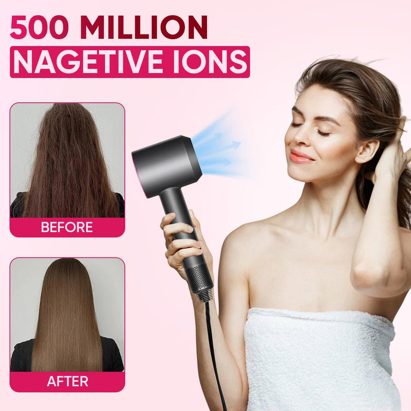  [AUSTRALIA] - Ionic Hair Dryer with Diffuser for Curly Hair - Lightweight Travel Hairdryer for Women - Fast Drying Hair Dryer with Diffuser & Accessories - Hair Diffuser for Women Gifts