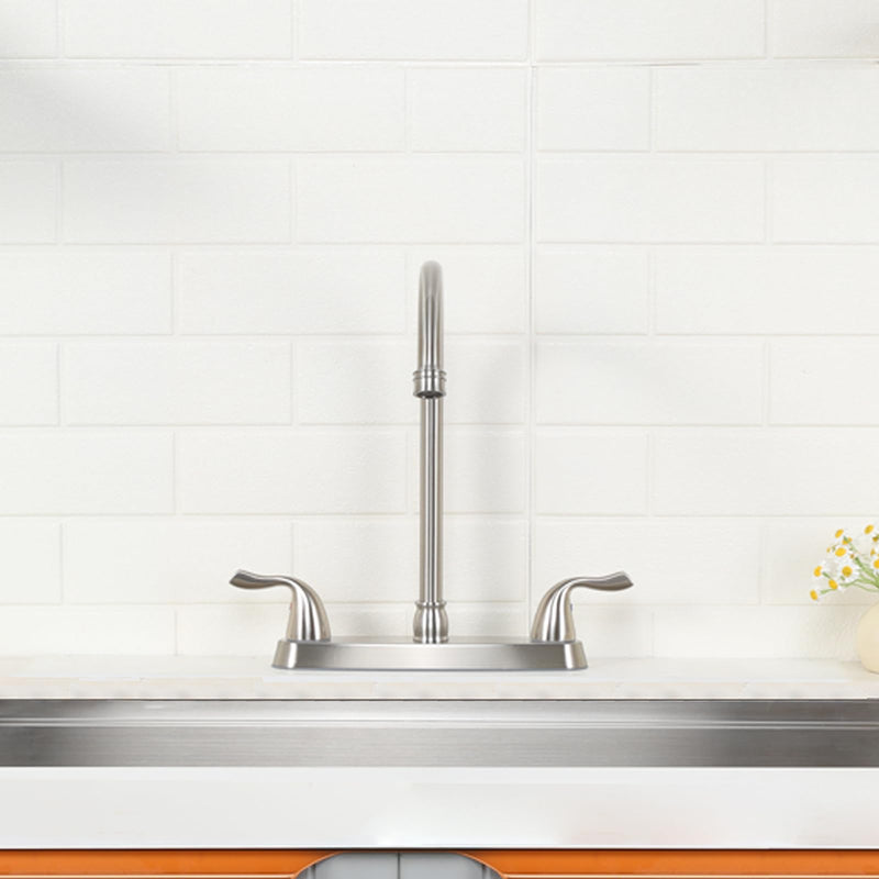 SHACO Kitchen Faucets, 13 Inch High Arc 2 Handle 8 Inch Centerset Kitchen Sink Faucet with Supply Line, 360° Rotating Spout 2 or 3 Hole Mount, Brushed Nickel, SC-KF200 Stainless Steel without Side Sprayer