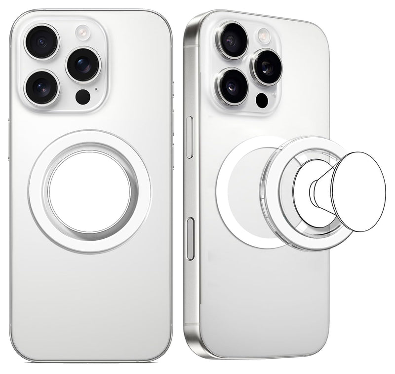 Magnetic Base Compatible with Popsocket Phone Grip and MagSafe，Removable Phone Holder Base for Smartphone and Phone Cases, Upgrade for Phone Stand,White Black Clear