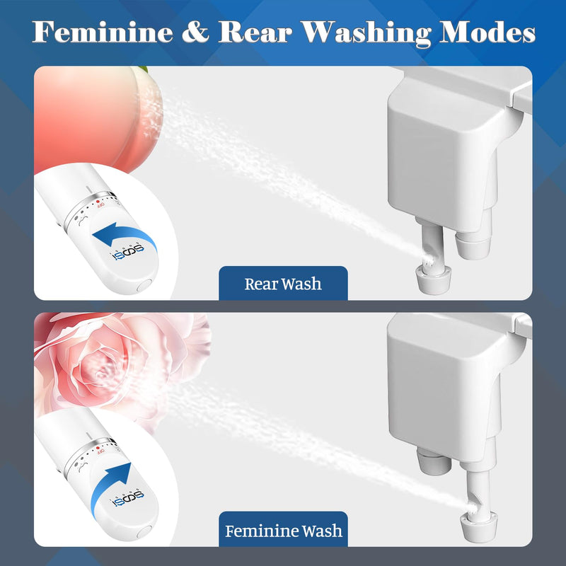 Ultra-Slim Bidet Attachment for Toilet Dual Nozzles Feminine & Rear Wash Bidet Toilet Seat Attachment Non Electric Self Cleaning Fresh Cold Water Toilet Bidets Spray Jet Easy Install (Silver) Silver