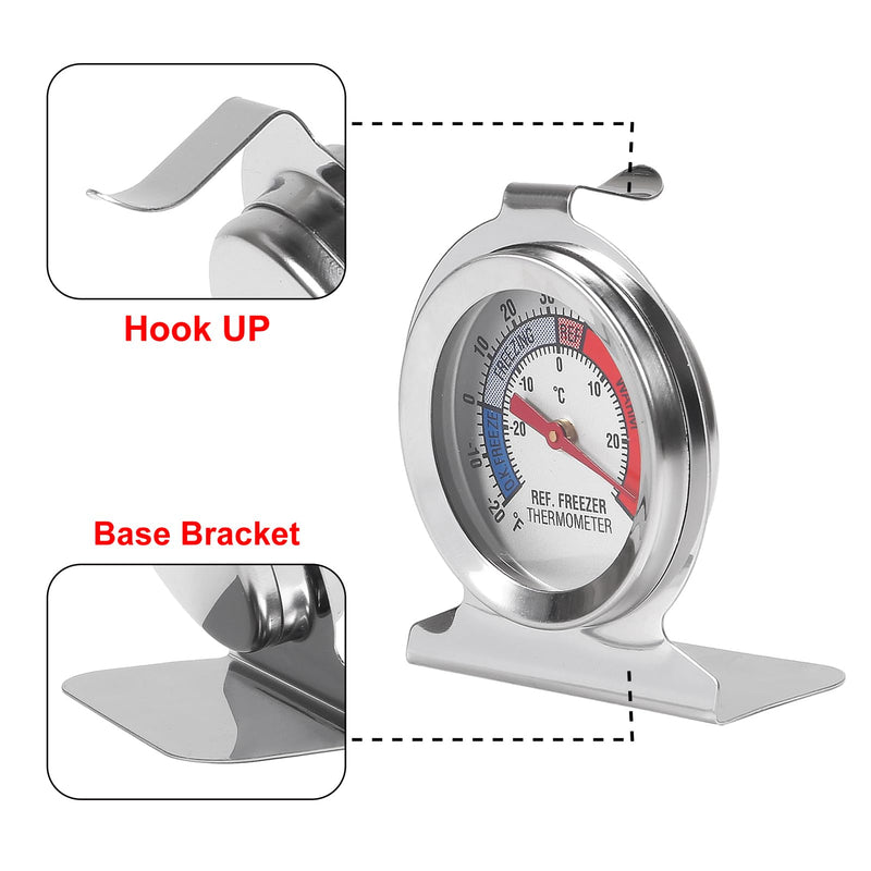 12Pcs Refrigerator Thermometer -30~30°C/-20~80°F Fridge Analog Freezer Thermometer Stainless Steel Large Dial Temperature Gauge for Home, Kitchen, Restaurants Refrigerator 12PCS