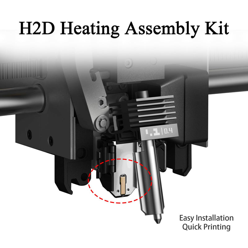 H2S Hotend Heating Assembly Kit All Metal Base Clip for H2D/H2C Left Side | Hot End Heat Assembly with Thermistor & Heater Cartridge, Ceramic Zirconia Insulated Base, 2200°C Heat-Resistant, Quick-Swap 1