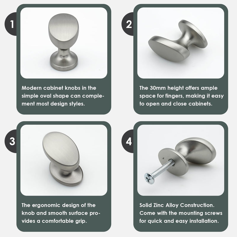 10 Pack Cabinet Knobs Brushed Nickel Solid Zinc Alloy Drawers Dresser Knobs Modern Kitchen Cupboard Bathroom Furniture Hardware Knob 10pack - Brushed Nickel