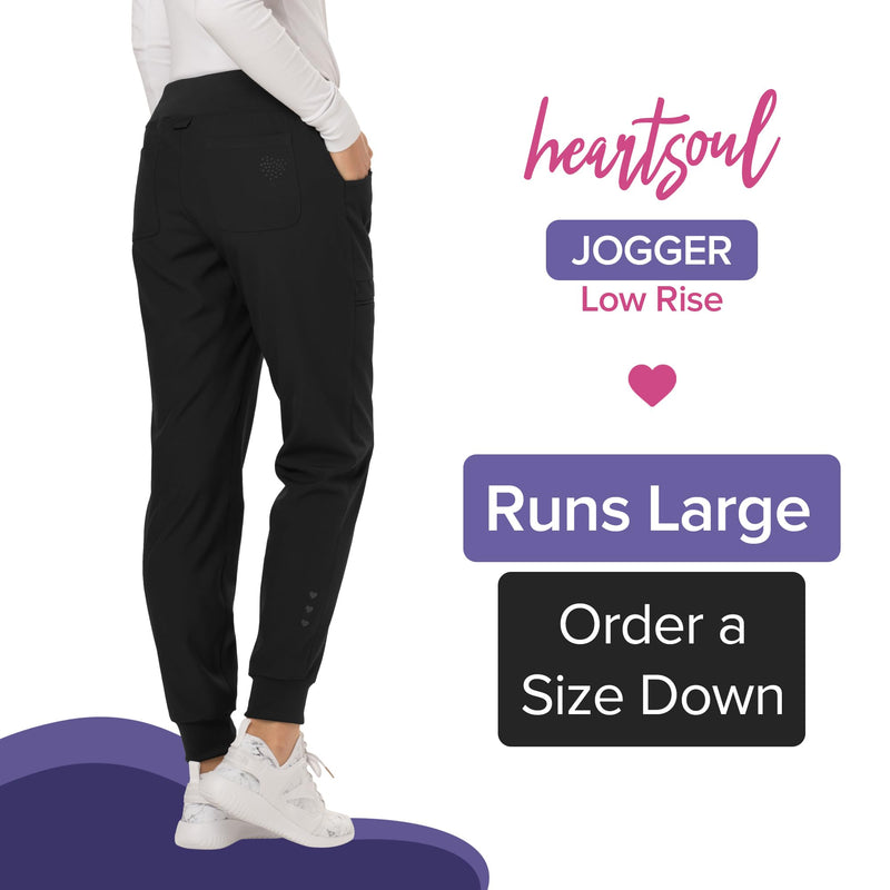 Heartsoul Women's Medical Scrub Jogger Pants Contemporary fit Drawstring waistband Jogger With 5 Pockets - HS030 Medium Black