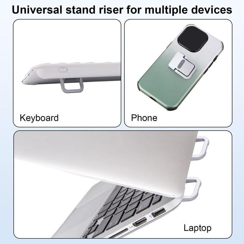 Penitue 4pcs Mini Keyboard Riser, Self-Adhesive Portable Small Laptop Tilt Stand Zinc Alloy Lifter Feet Foldable & Invisible Computer Notebook Holder Leg Lift Accessories for Desk (Silver, Black) Silver, Black 4