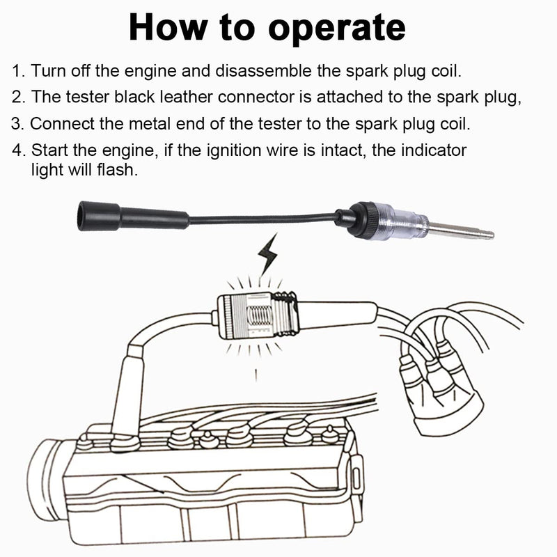 Inline Spark Plug Tester, Straight Boot Engine Ignition Tester Light Easy to Use, Small Armature Diagnostic Detector Tool for Automotive, Car, Lawnmower, Motorcycles, Internal External Engine White/1PCS
