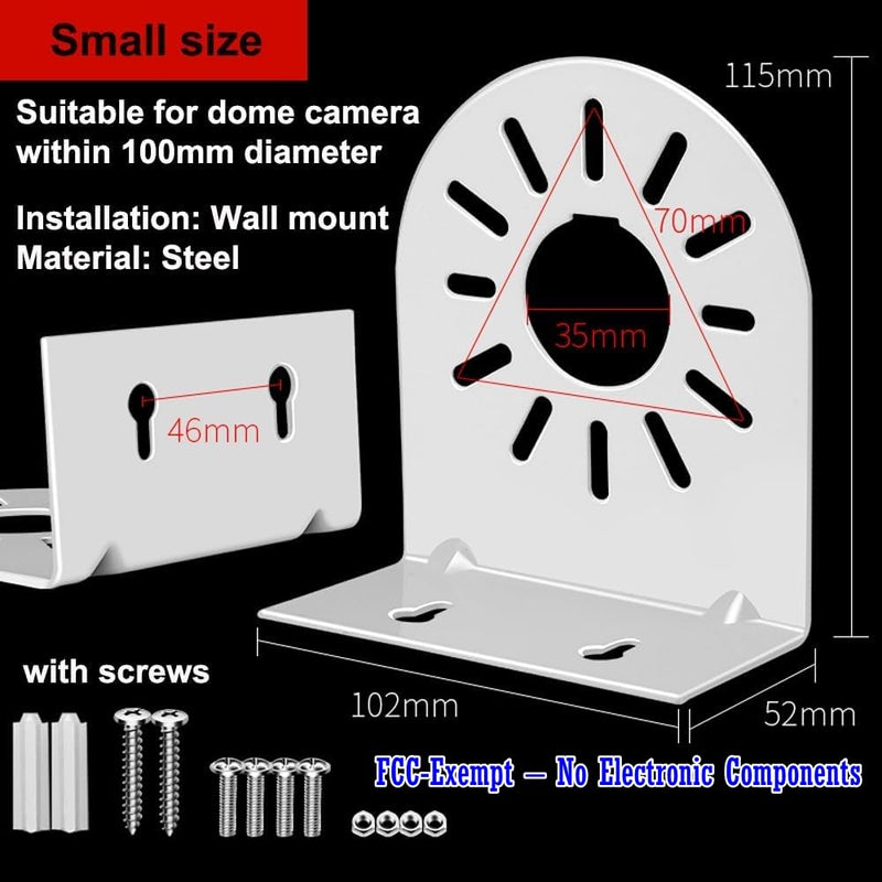 4-Pack L-Shaped Steel Security Dome Camera Mount Bracket - Universal Fit for Hikvision & More, Waterproof, White - Ideal for CCTV, Baby Monitors & Surveillance