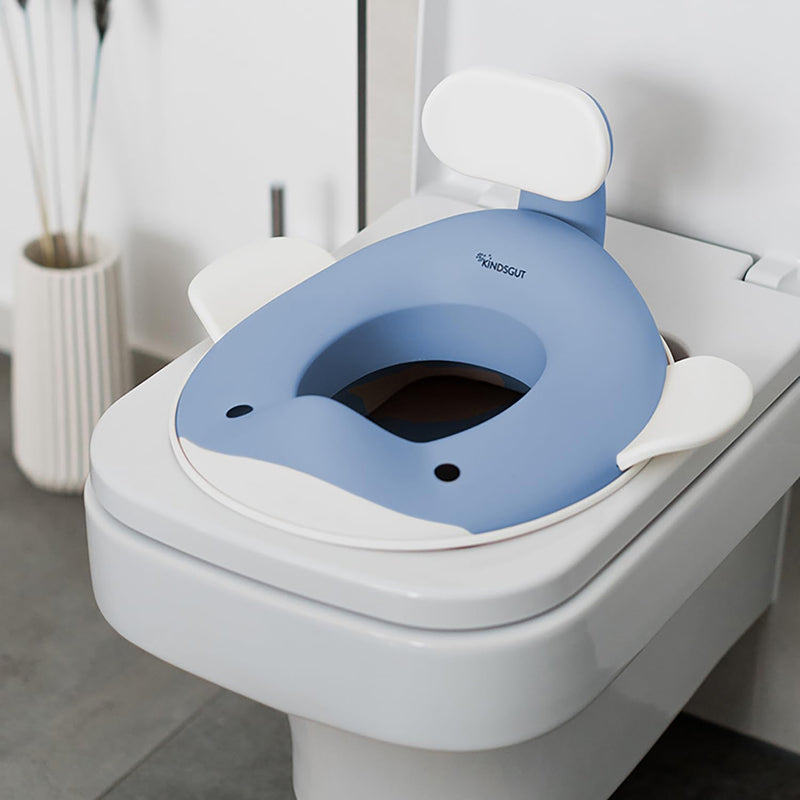 Kindsgut Whale Potty Training Seat for Toddlers – Kids Toilet Seat with Backrest, Non-Slip, Fits Round & Oval Toilet Seats, Designed in Germany, Pigeon blue