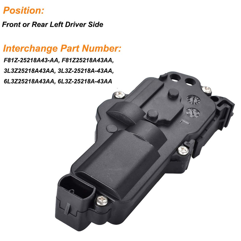 746-148 Power Door Lock Actuator Left Driver Side Compatible with Ford F150 F250 F350 F450 F550 Expedition Excursion Mustang Ranger Taurus, Lincoln Mercury, Mazda 6L3Z25218A43AA, F81Z25218A43AA Left Side 6L3Z25218A43AA 1