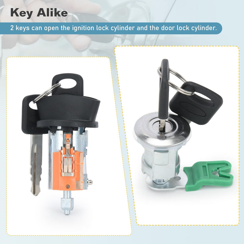 Ford Ignition Switch Lock Cylinder with Key - Fit for Econoline E150, E250, E350 Vans (1997-2020) - Replace LC6177, 703369, 597638