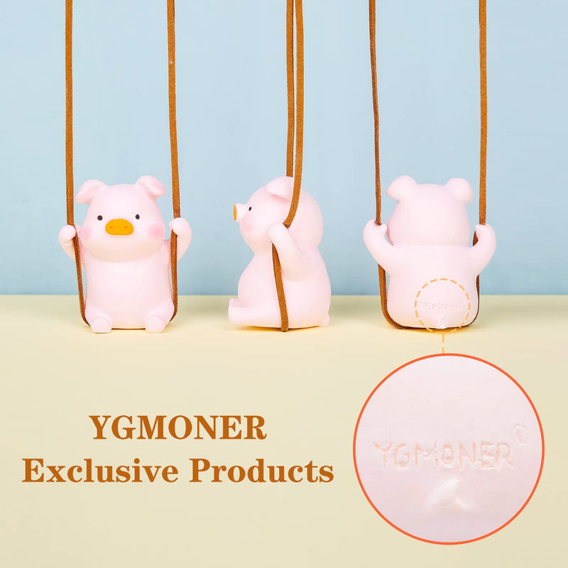 YGMONER Super Cute Swinging Pig Car Mirror Hanging Ornament Car Interior Accessories (Pig) Orange, Pink