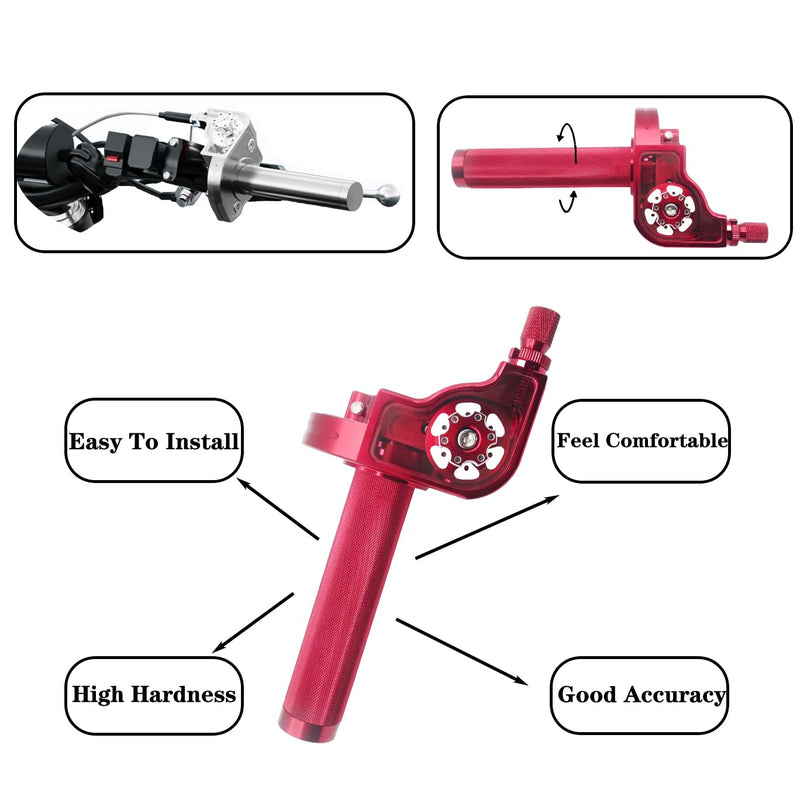 Motorcycle Throttle Grip 7/8" 22mm CNC Aluminum Quick Twister with Throttle Cable for KLX CR CRF EXC XR CRF50 CRF230 50 110 125 230 250 Dirt Pit Bike Motocross Motorbike Quad ATV Red