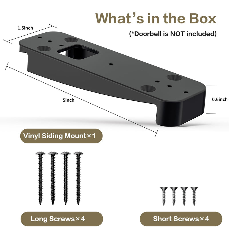Vinyl Siding Mount for Blink Doorbell 2K+(2026 Blink Doorbell Camera Mount) | Fits 4" Standard Siding, Angle-Corrected Wedge Kit, Fixes Upward Tilt, Blink Doorbell 2K Angle Mounting Bracket, Easy Install Matte Black
