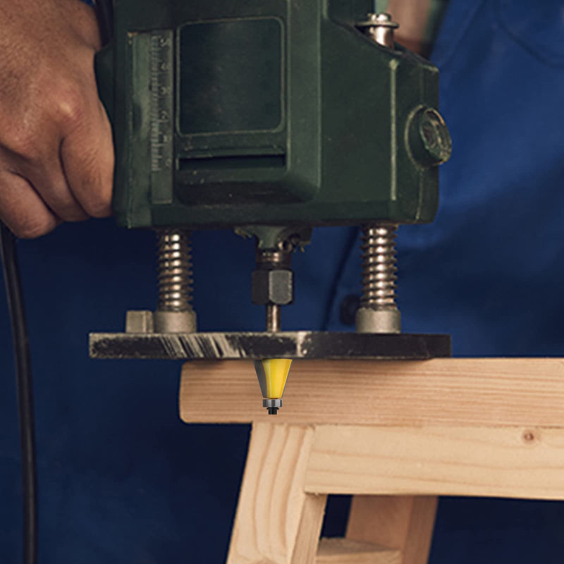 3Pcs Chamfer Router Bit Set, 1/2-Inch Shank Round Nose, Cutting Angle: 15, 22.5, 30 Degree, 1 Inch Cutting Length 1/2" Shank