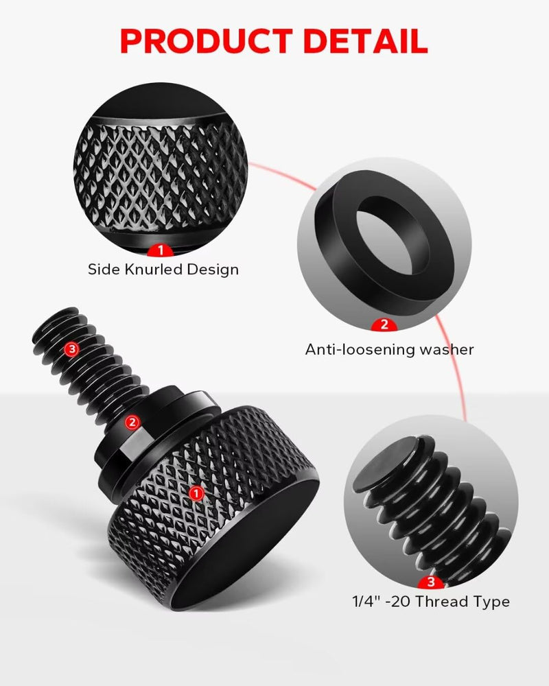 Amazicha Gloss Black 304 Stainless Steel Seat Bolt Screw Compatible with Harley Davidson 1996-2025