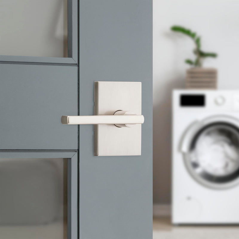 Kwikset Halifax Interior Passage Door Handle, Lever For Closet and Hallway Doors, Reversible Non-Locking Handle Lever, Satin Nickel, with Microban Protection 1 Pack