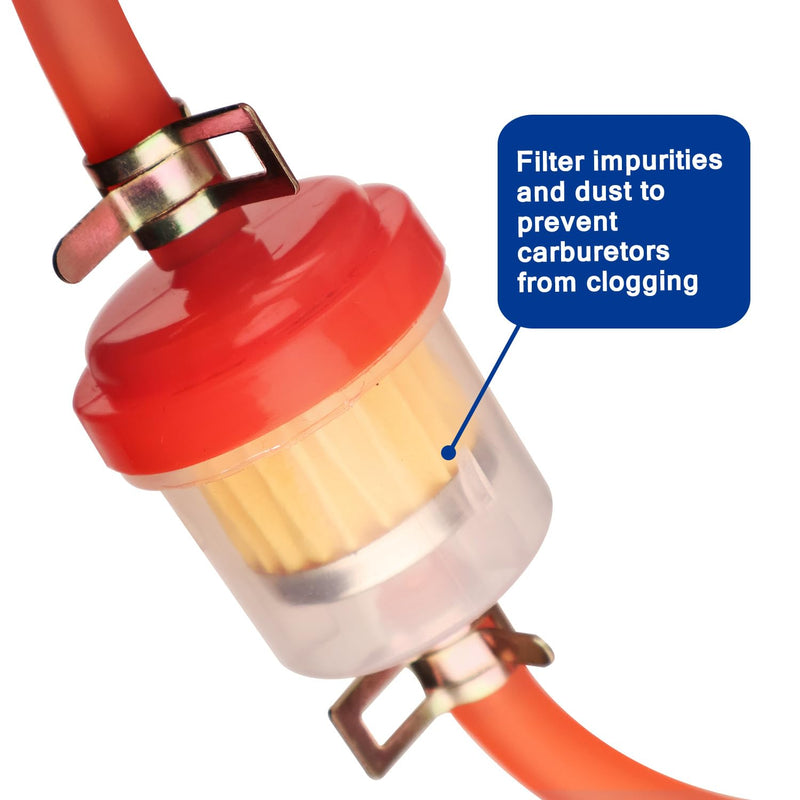 Dirt Bike Gas Fuel Line Hose Fuel Filter for 50cc 110cc 125cc TaoTao Coolster Apollo GY6 Motorcycle Pit Bike Motocross Pocket Bike Chinese Atv Four Wheeler Moped Scooter Quad Go Kart Parts Red