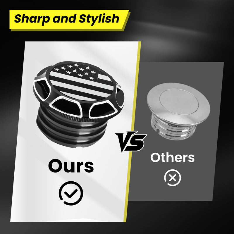 GUAIMI CNC Aluminum Fuel Gas Tank Oil Cap Compatible with Harley Sportster XL 1200 883 X48 Dyna (American Flag-Black) American Flag-Black