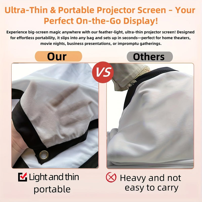 Multi-Size 60/84/100/120 Inch 4K Projector Display Screen, Portable Fold Washable Wrinkle Resistant Wall Screen for Home Theater & Business Presentation (100inch) 100inch