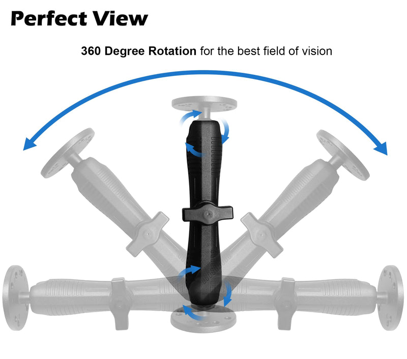 Aluminum Long(6.7"/17cm) Double Socket Arm for 1 Inches/B Size / 25mm Ball Accessories, Powerful Clamp, Compatible with RAM Mount, iBolt and More