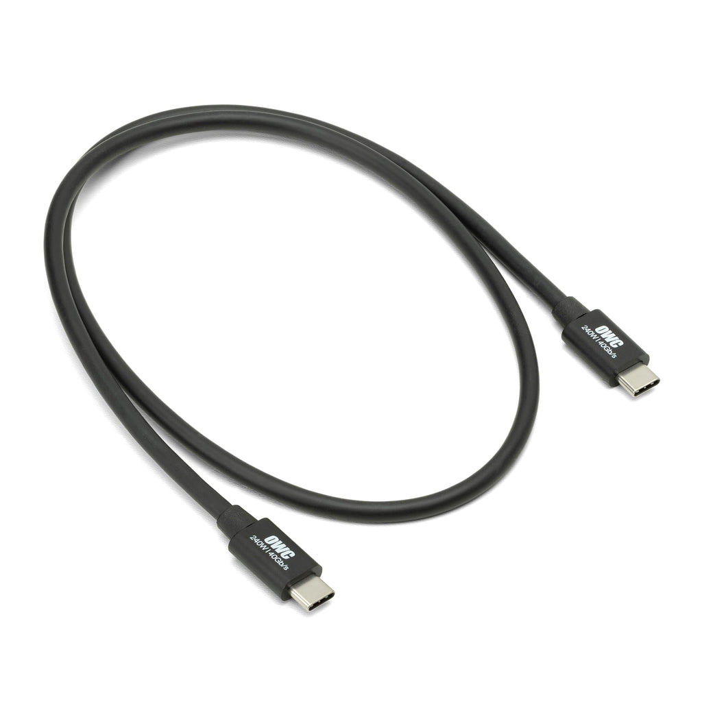 OWC Thunderbolt 4 Cable, Thunderbolt certified, 0.72 meter (2.36 ft), 40 Gb/s data transfer, 240W power charging, Compatible with Thunderbolt 4, Thunderbolt 3, USB-C, and USB4 devices, black 0.7M