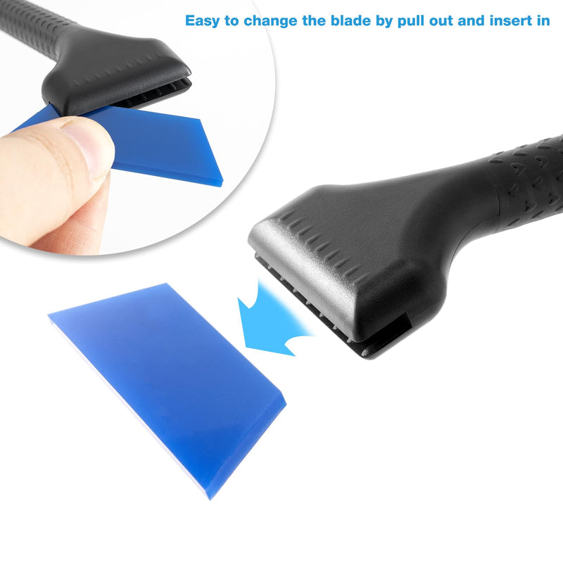 Gomake Vinyl Wrap Tool Kit Small Window Tint Squeegee for Vinyl PPF Tool, 3 PCS Different Hardness Rubber Blade Quarter Squeegee with Anti-Slip Handle for Car Corner Window Windshield Glass Mirror