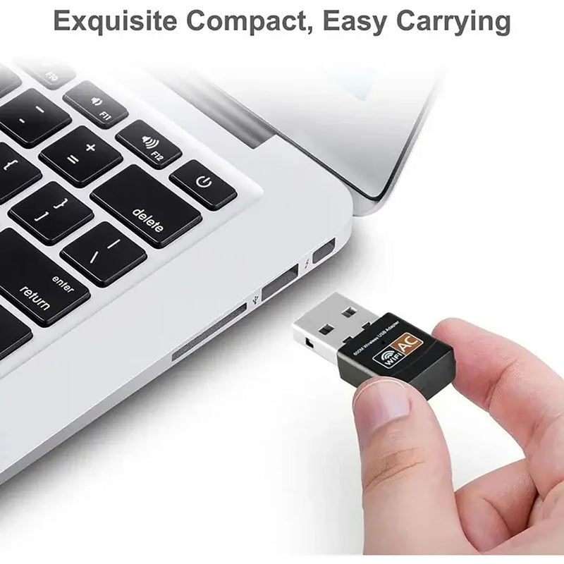 Dual Band 600Mbps Wireless-AC USB Mini Nano WiFi Adapter for PC Desktop, USB 2.0, Dark Gray