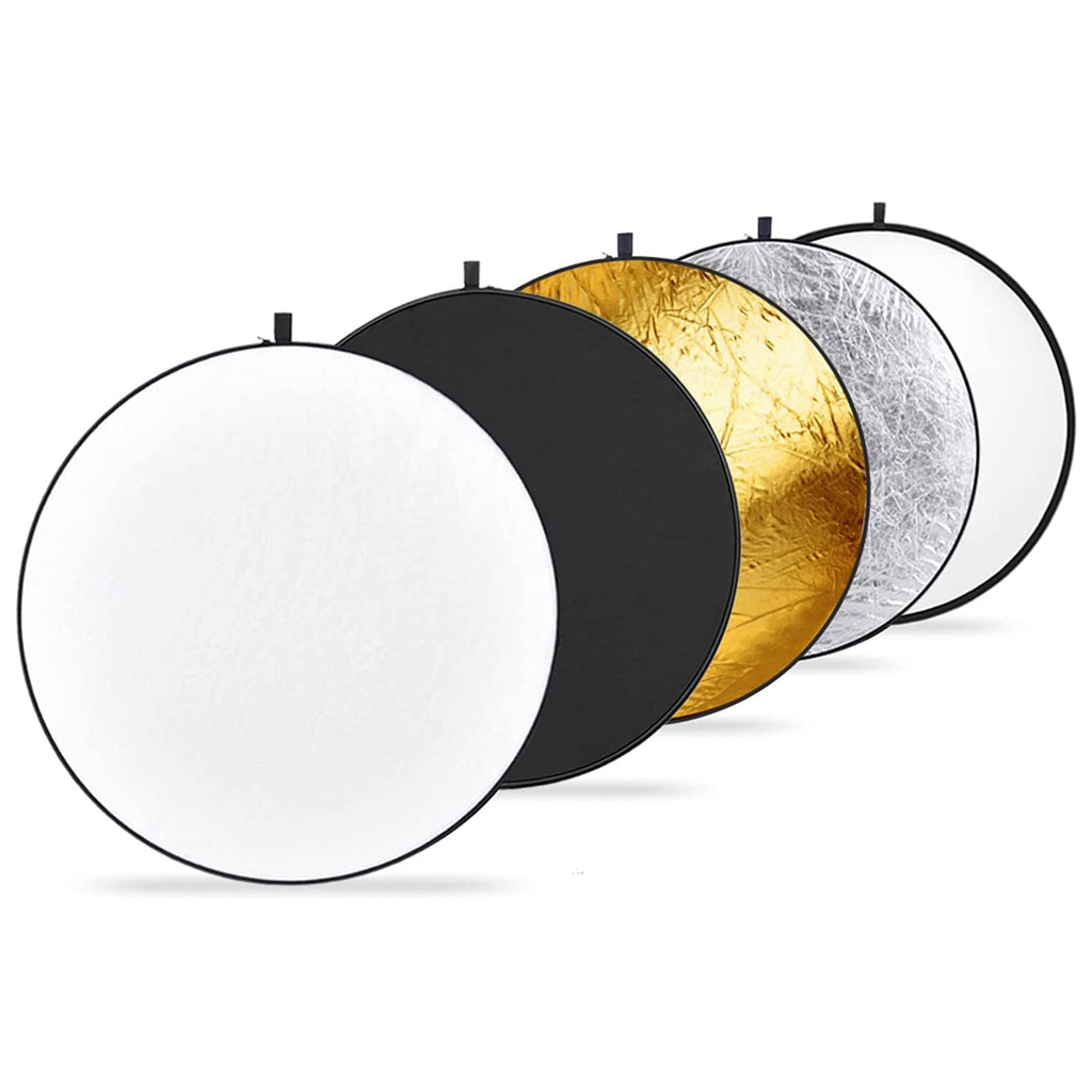 NEEWER 22 Inch/60 Centimeter Light Reflector Light Diffuser 5 in 1 Collapsible Multi Disc with Bag - Translucent, Silver, Gold, White, and Black for Studio Photography Lighting and Outdoor Lighting 60cm