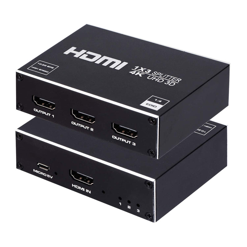 1x3 HDMI Splitter, 1 in 3 Out HDMI Splitter Audio Video Distributor Box Support 3D & 4K x 2K Compatible for HDTV, STB, DVD, PS3, Projector Etc