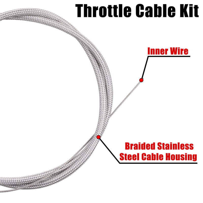 36" LS Swap Braided Throttle Cable Kit Compatible with 97-07 Chevrolet/Chevy LS1 Engine 4.8L 5.3L 5.7L 6.0L