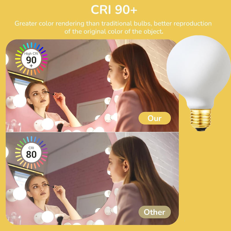 LEOOLS G25 LED Light Bulb E26 Base Matt Opal Porcelain Warm White 2700K Dimmable Edison 8W Led Globe Bulb,850LM,75 Watt Equivalent,Outside Frosted Glass,G80 Vintage LED Edison Globe Light Bulb,4 Pack. 1 8w=75w 2700k Warm White
