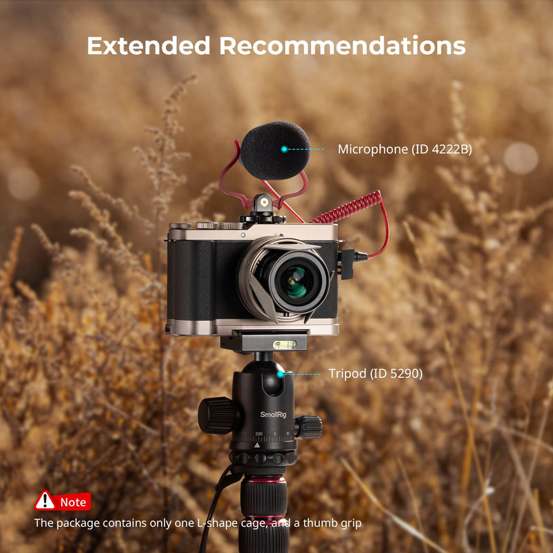SMALLRIG L-Shaped Handle for Panasonic LUMIX L10, Thumb Grip with Hot Shoe Mount, Ergonomic Side Grip, Quick Release Plate for Arca, Compatible with Tripods (Titanium) - 6136 Titanium