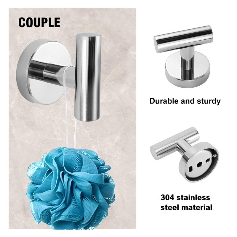 5-Piece Towel Racks for Bathroom, Stainless Steel Bathroom Accessories Set, Bathroom Towel Holder Wall Mounted, Sturdy Bath Towel Bar Set Bathroom Hardware Set (Chrome) 1 Chrome