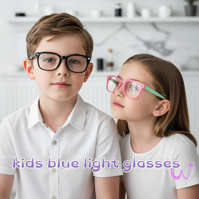 Kids Blue Light Blocking Glasses Age 2-5, Toddler Gaming Computer Eyewear | Features Anti Reflective Clear Lenses To Minimize Screen Glare And Support Comfort During Computer And Tablet Play. A1 Purple + Pink + Transparent Blue Age 2-5 Yrs