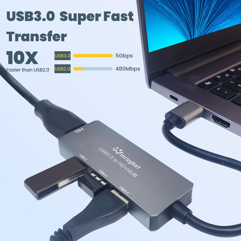 USB to HDMI Adapter,USB hub with HDMI,USB 3.0 to HDMI Adapter,HDMI to USB Adapter for Monitor,USB hub for Laptop with hdmi Supports Mac & Windows