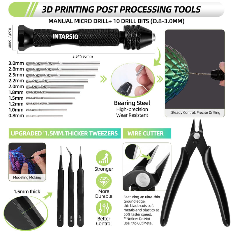 76pcs 3D Printer Tools Kit with Bag, 3D Printer Accessories includes Digital Caliper, Hygrometer, PTFE Tube Kit, Deburring Tool, Scrapers, Nozzle Cleaning, for Bambu Lab, Ender 3, FDM/SLA Printers etc Ultra 3D Maker Version