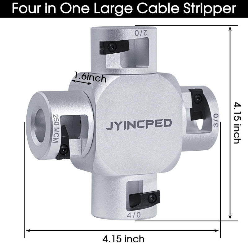 Large Cable Stripper (2/0-250 MCM),Wire Stripper for AWG 2/0 250 MCM 3/0 4/0, 4 in 1 Large Guage Wire End Insulation & Big Round Cable Slitter for Safe and Precise Jacket Removal