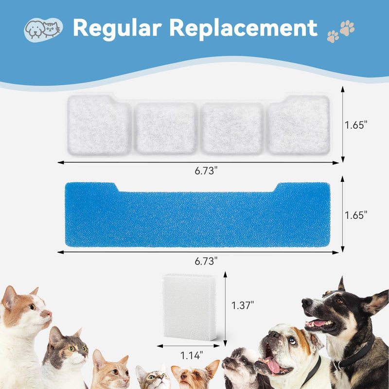12+12+12 Pack Dog Water Filters for SIBAYS/Kastty 4Gal/15L Large Dog Water Fountain, L05 Natural Coconut Shell Activated Carbon Replacement Filters, 12 Filter &12 Pre-Sponges &12 Pump Sponges
