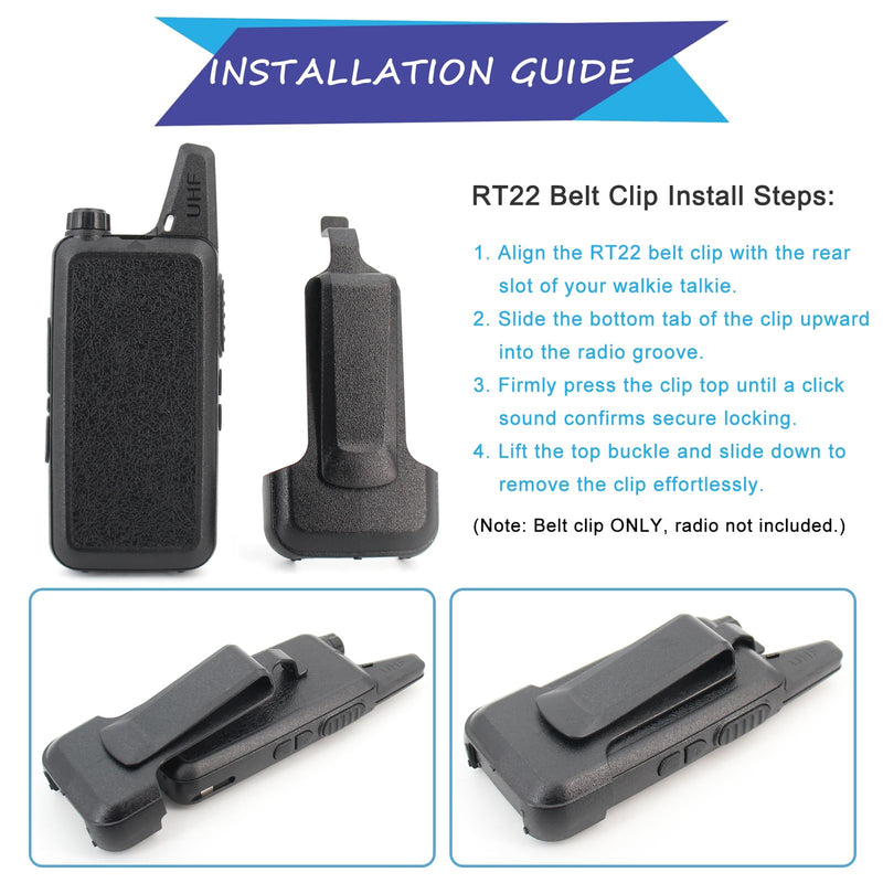 (4-Pack) Walkie Talkie Belt Clip Fit for Retevis RT22 WLN KD-C1 Zastone X6 LUITON LT-316 NKTECH NK-U1 Zeadio ZS-B1 TIDRADIO TD-M8 RADTEL RT-10 RADIODDITY R1 AP-100 Two Way Radio