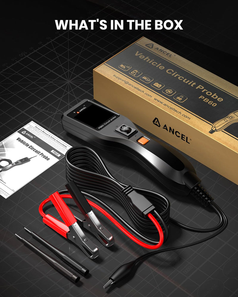 ANCEL PB60 Automotive Power Circuit Probe Tester, 12-24 V Car Electrical Diagnostic Tool with Component Activation Ohmmeter, Easy to Use, Suitable for DIY Enthusiasts, Garage, Trailer Wiring Repair