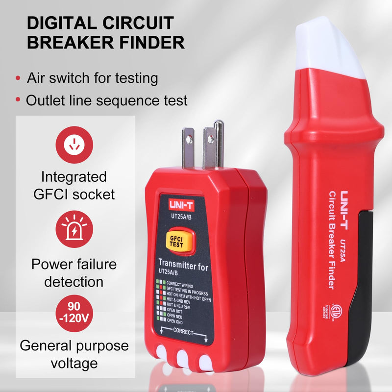 UNI-T UT25A Circuit Breaker Finder line Detector American Specification Socket Tester W/Analogue Receiver&LED Indicator Leakage Circuit Breaker