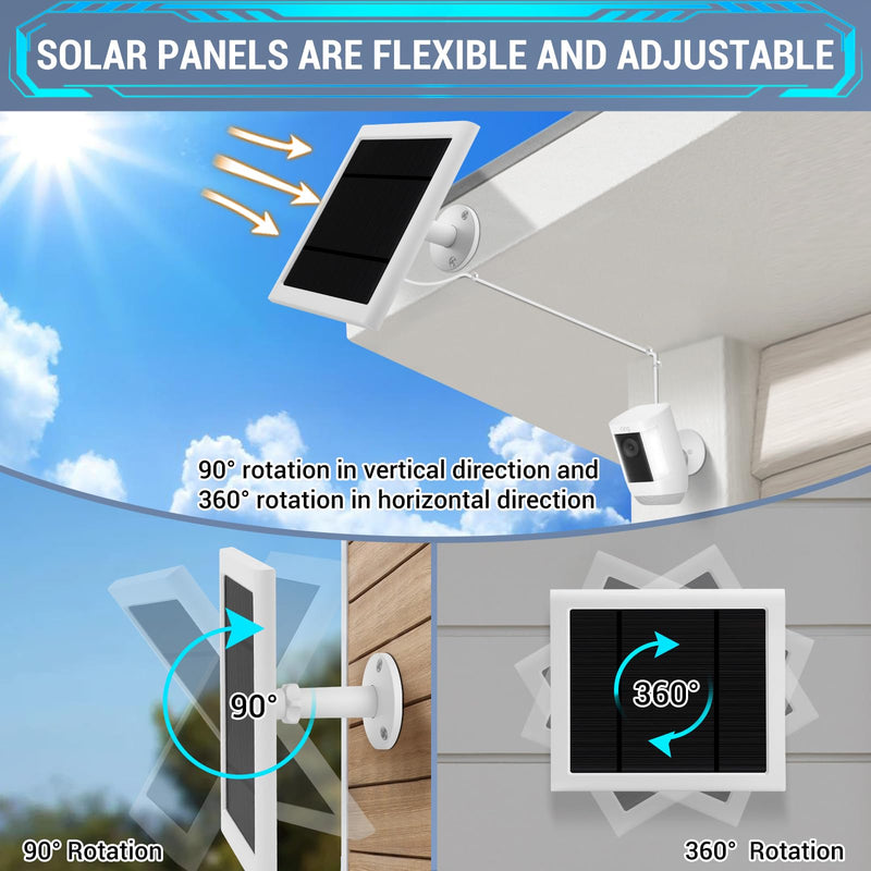 1 Pack - Solar Panel for Ring Camera, Compatible with Ring Spotlight Cam Plus/Pro(Battery) & Rings Stick Up Cam/Pro Battery & Rings Spotlight Cams Batterys with 10FT/3M Long Cable 1
