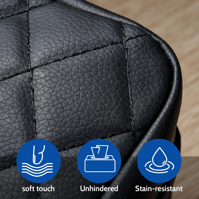 Car Tissue Holder, Standard Tissue Holder for Car Pu Leather Car Napkin Holder, Car Backseat Extra Large Tissue Organization Fit for 120-230 Tissues per Box 9.84'' x 4.72'' x 5.91'' (Black) Black