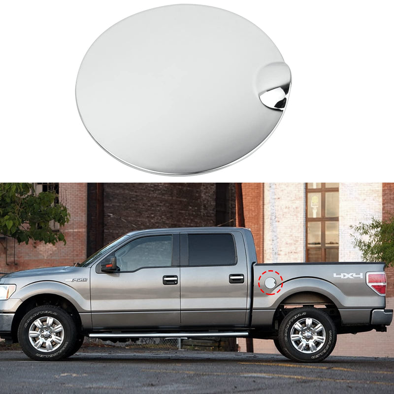 Jaronx Compatible With Ford F150 Gas Cap Cover Replacement 2009 2010 2011 2012 2013 2014, Chrome Fuel Door Cover for F150 Gas Door 9L3Z-99405A26-AA, Fuel Tank Filler Cap